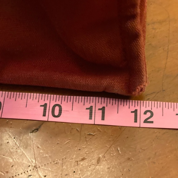 Hermes small luxury canvas tote bag handles in red with blue stripe accent - Picture 8 of 9